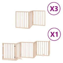 Walplus Poplar Wood Dog Gate With Door Foldable 15 Panels 750 Cm - thumbnail 2