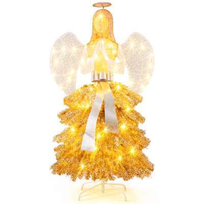 Costway 157 Cm Lighted Christmas Angel Tree Pre-Lit Christmas Angel Decoration - image 1