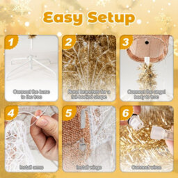 Costway 157 Cm Lighted Christmas Angel Tree Pre-Lit Christmas Angel Decoration - thumbnail 8
