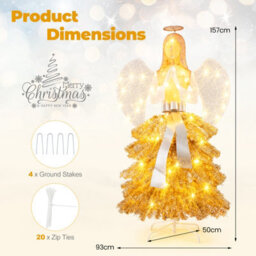 Costway 157 Cm Lighted Christmas Angel Tree Pre-Lit Christmas Angel Decoration - thumbnail 2
