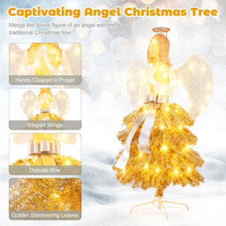 Costway 157 Cm Lighted Christmas Angel Tree Pre-Lit Christmas Angel Decoration - thumbnail 6