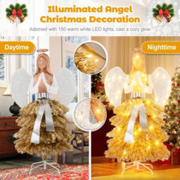 Costway 157 Cm Lighted Christmas Angel Tree Pre-Lit Christmas Angel Decoration - thumbnail 5