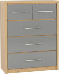 Seconique Seville 3+2 Drawer Chest Oak And Grey Sheen Finish - thumbnail 1
