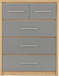 Seconique Seville 3+2 Drawer Chest Oak And Grey Sheen Finish - thumbnail 4