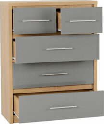 Seconique Seville 3+2 Drawer Chest Oak And Grey Sheen Finish - thumbnail 2