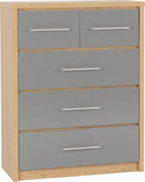 Seconique Seville 3+2 Drawer Chest Oak And Grey Sheen Finish - thumbnail 3