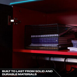 X Rocker Carbon-Tek Led 2-Door Wardrobe With Drawer - Grey / Red Rgb - thumbnail 7