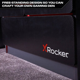 X Rocker Carbon-Tek Led 2-Door Wardrobe With Drawer - Grey / Red Rgb - thumbnail 6