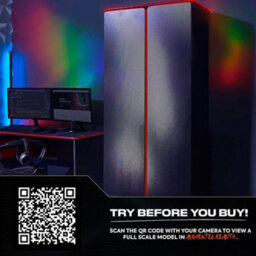 X Rocker Carbon-Tek Led 2-Door Wardrobe With Drawer - Grey / Red Rgb - thumbnail 8