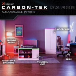 X Rocker Carbon-Tek Led 2-Door Wardrobe With Drawer - Grey / Red Rgb - thumbnail 9