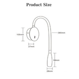 Amorly Bedside Reading Wall Light Adjustable Hose Wall Lamp With Switch 360 Rotating Wall Sconce 3W - 3000K Bedroom Wall Lamps,black - thumbnail 4