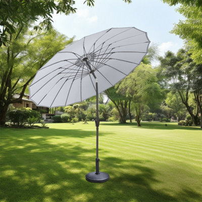 Sundaze 2.7M Grey Garden Parasol Umbrella Fiberglass Rib With Crank Tilt Outdoor Patio - image 1