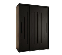 Arte Modern Black Sliding Wardrobe H2050mm W1800mm D600mm With Customisable Black Steel Handles