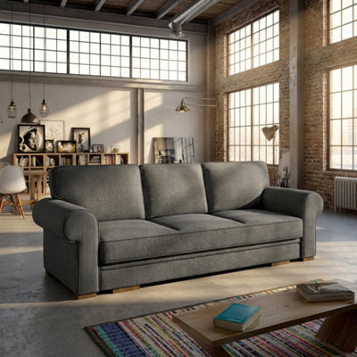 Bukiet Sofa Bed For Living Room With Sleeping Function Storage Compartment Wood Frame 256X103X95Cm 147X200Cm Grey - image 1
