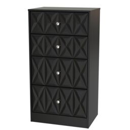 Genoa Ready Assembled Matt Black No Effect 4 Drawer Deep Chest (H)1063mm (W)746mm (D)395mm - thumbnail 2