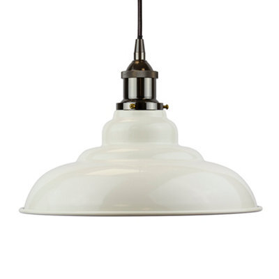 Clay White St Edmund's Painted Dome Pendant Light With Black Nickel Lamp Holder And Black Round Cable - Se Home - image 1