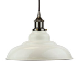 Clay White St Edmund's Painted Dome Pendant Light With Black Nickel Lamp Holder And Black Round Cable - Se Home - thumbnail 1