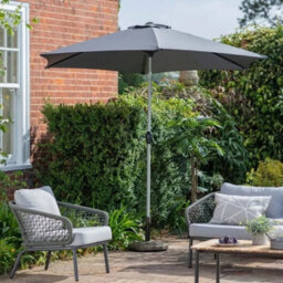 Parasol Umbrella Large Sunshade 2.4M Black Wooden Outdoor Garden Patio Canopy - thumbnail 1