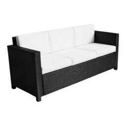 Wyld Haus Sudori Black 3-Seater Rattan Outdoor Sofa With Cream Cushions, L185 X D70 X H80Cm - thumbnail 2