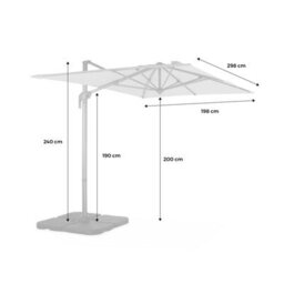 Sweeek. 2X3M Rectangular Cantilever Paraso - Parasol Can Be Tilted Folded And Rotated 360 Degreesl - Antibes - Beige-Brown - thumbnail 8