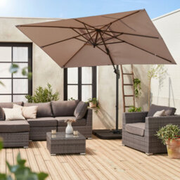 Sweeek. 2X3M Rectangular Cantilever Paraso - Parasol Can Be Tilted Folded And Rotated 360 Degreesl - Antibes - Beige-Brown - thumbnail 3
