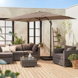 Sweeek. 2X3M Rectangular Cantilever Paraso - Parasol Can Be Tilted Folded And Rotated 360 Degreesl - Antibes - Beige-Brown - thumbnail 2
