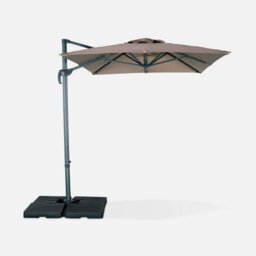 Sweeek. 2X3M Rectangular Cantilever Paraso - Parasol Can Be Tilted Folded And Rotated 360 Degreesl - Antibes - Beige-Brown - thumbnail 4