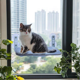 Xample Cat Window Bed, Cordless Folding Cat Window Perch, Cat Window Hammock Wall With 4 Suction Cups, Sturdy Setal(Medium (30 X 45Cm) - thumbnail 5