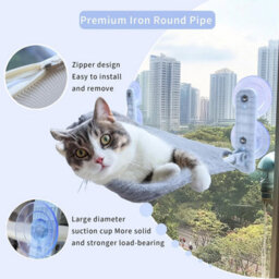Xample Cat Window Bed, Cordless Folding Cat Window Perch, Cat Window Hammock Wall With 4 Suction Cups, Sturdy Setal(Medium (30 X 45Cm) - thumbnail 6
