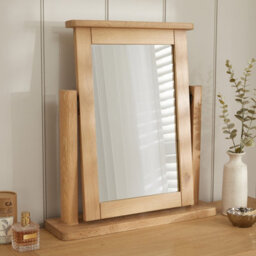 The Furniture Market Marbury Oak Vanity Mirror Adjustable Dressing Table Mirror Wooden Frame Tilting Hinged Design Easy Assembly