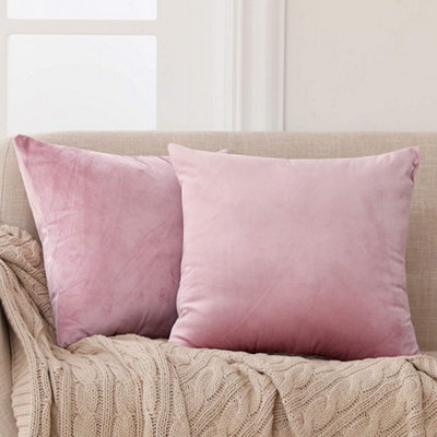 Deconovo Set Of 2 Cushion Covers 60Cm X 60Cm 24X24 Inches Throw Pillow Cases For Bed With Invisible Zipper Baby Pink - image 1
