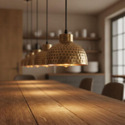 Industrial Antique Bronze Hammered Pendant Light  Adjustable Metal Shade With 1M Cable For Kitchen, Dining, And Bar - thumbnail 7