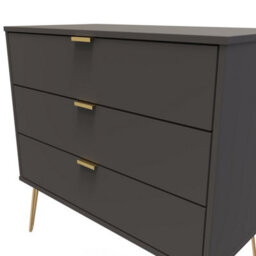 Honshu 3 Drawer Chest Of Drawers In Graphite (Ready Assembled) - thumbnail 4
