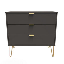 Honshu 3 Drawer Chest Of Drawers In Graphite (Ready Assembled) - thumbnail 1