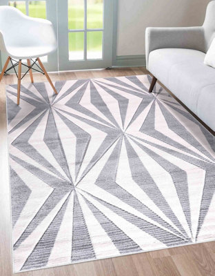 Valencia Modern Crystal Design Carved Area Rugs Silver 60X220 Cm - image 1