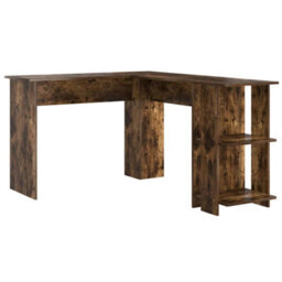 Berkfield Modern Corner Desk With Storage Smoked Oak 140X113,5X75Cm - thumbnail 1