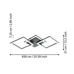 Eglo Paranday-Z Black Steel Smart Control, Colour Changing Ceiling Light, (L) 65Cm - thumbnail 3