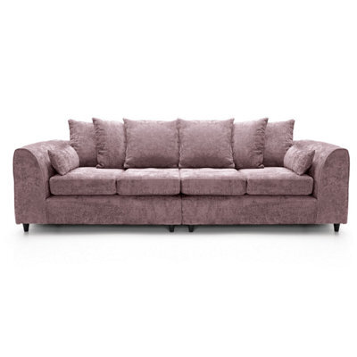 Furnishings For Less UK Monaco Chenille Fabric Long 4 Seater Sofa  Pink - image 1