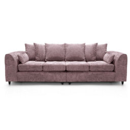 Furnishings For Less UK Monaco Chenille Fabric Long 4 Seater Sofa  Pink
