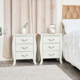 Melody Maison Pair Of 3 Drawer Bedside Tables - Elizabeth Ivory Range - thumbnail 2