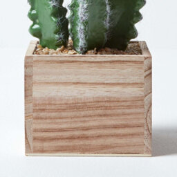 Homescapes Artificial Green Handcrafted Cactus Plant In Wooden Pot, 33 Cm - thumbnail 4