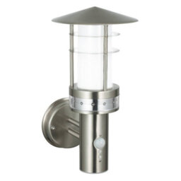 Luminosa Lighting Luminosa Pagoda Pir 1 Light Outdoor Wall Light Brushed Stainless Steel, Frosted Polycarbonate Ip44, E27