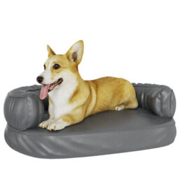 Berkfield Ergonomic Foam Dog Bed Grey 60X42 Cm Faux Leather - thumbnail 3