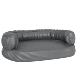 Berkfield Ergonomic Foam Dog Bed Grey 60X42 Cm Faux Leather - thumbnail 2
