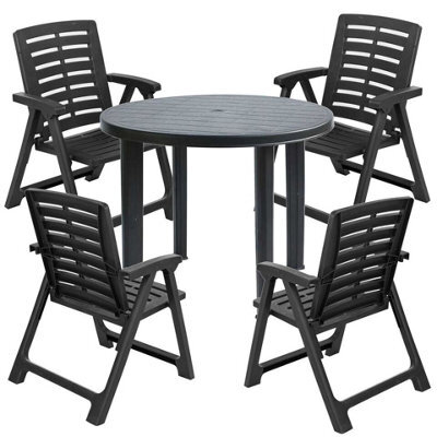 Urbn-Garden Urbngarden 72Cm Height Table With 4 Chairs Outdoor Patio Garden Furniture Black Round Plastic Table And Folding Chairs Set - image 1
