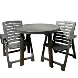 Urbn-Garden Urbngarden 72Cm Height Table With 4 Chairs Outdoor Patio Garden Furniture Black Round Plastic Table And Folding Chairs Set - thumbnail 8