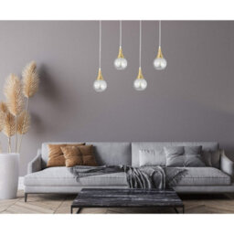 Luminosa Lighting Luminosa Lacrima Bar Pendant Ceiling Light White, Gold Transparent Glass Shade 4X E27 - thumbnail 3