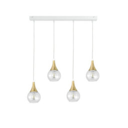 Luminosa Lighting Luminosa Lacrima Bar Pendant Ceiling Light White, Gold Transparent Glass Shade 4X E27 - thumbnail 1