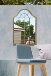 Mirroroutlet Metal Arch Shaped Decorative Rustic Green Window Garden Mirror 92 X 63Cm - thumbnail 2