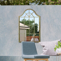 Mirroroutlet Metal Arch Shaped Decorative Rustic Green Window Garden Mirror 92 X 63Cm - thumbnail 1
